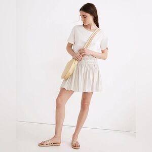 Madewell Smocked Pull-On Mini Skirt in Stripe